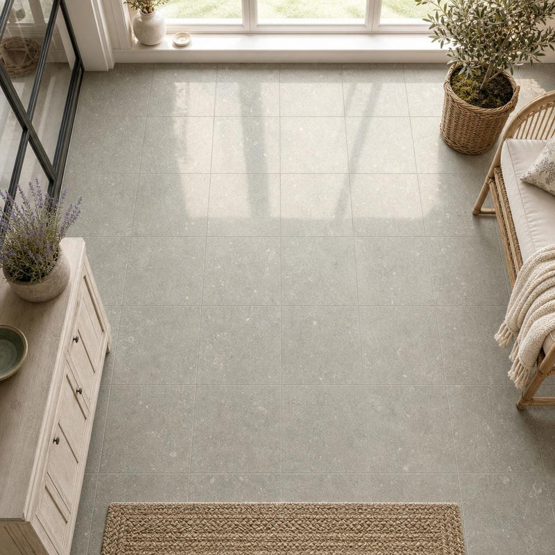 Rustic Green (Sea Grass) 12x12 Honed Natural Limestone Tile — Sunroom floor