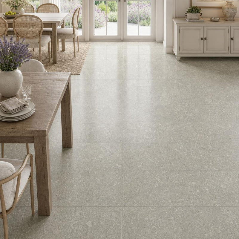 Rustic Green (Sea Grass) 18x18 Polished Limestone Tile — Dining Room floor