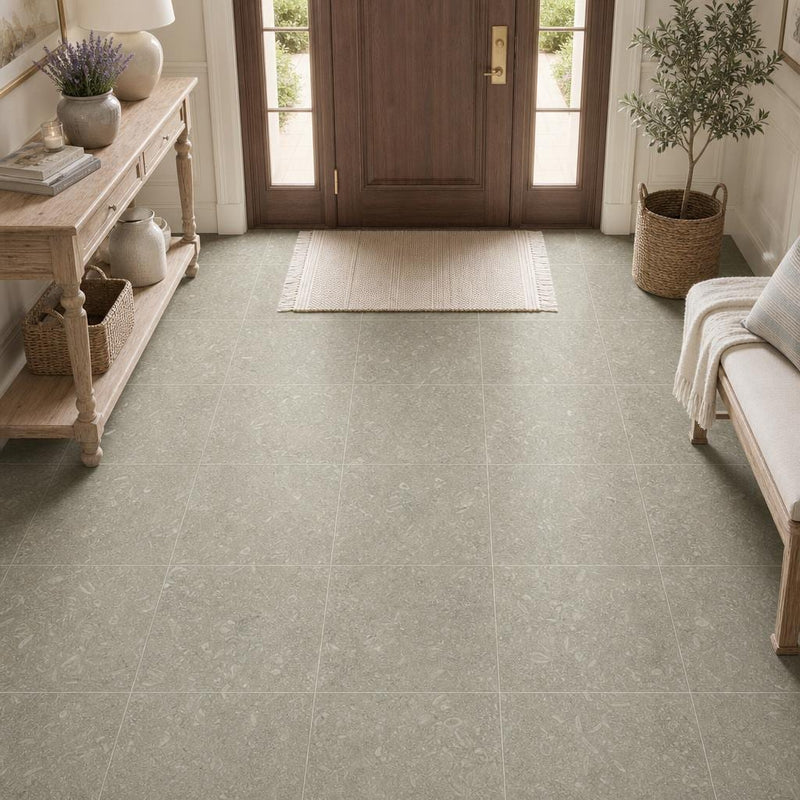 Rustic Green (Sea Grass) 18x18 Polished Limestone Tile — Foyer floor
