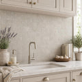 Rustic Green (Sea Grass) 3x6 Antique Subway Limestone Tile — Kitchen backsplash