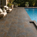 Rustic Slate Paver 12x12 Natural 1.25 inch — Backyard pool deck