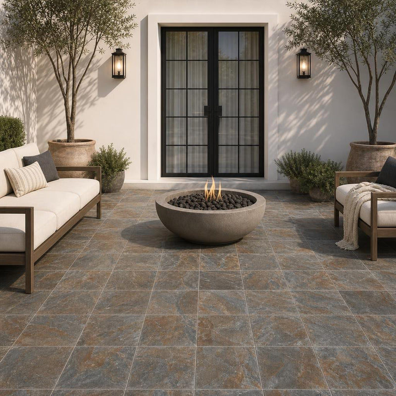 Rustic Slate Paver 12x12 Natural 1.25 inch — Courtyard paving