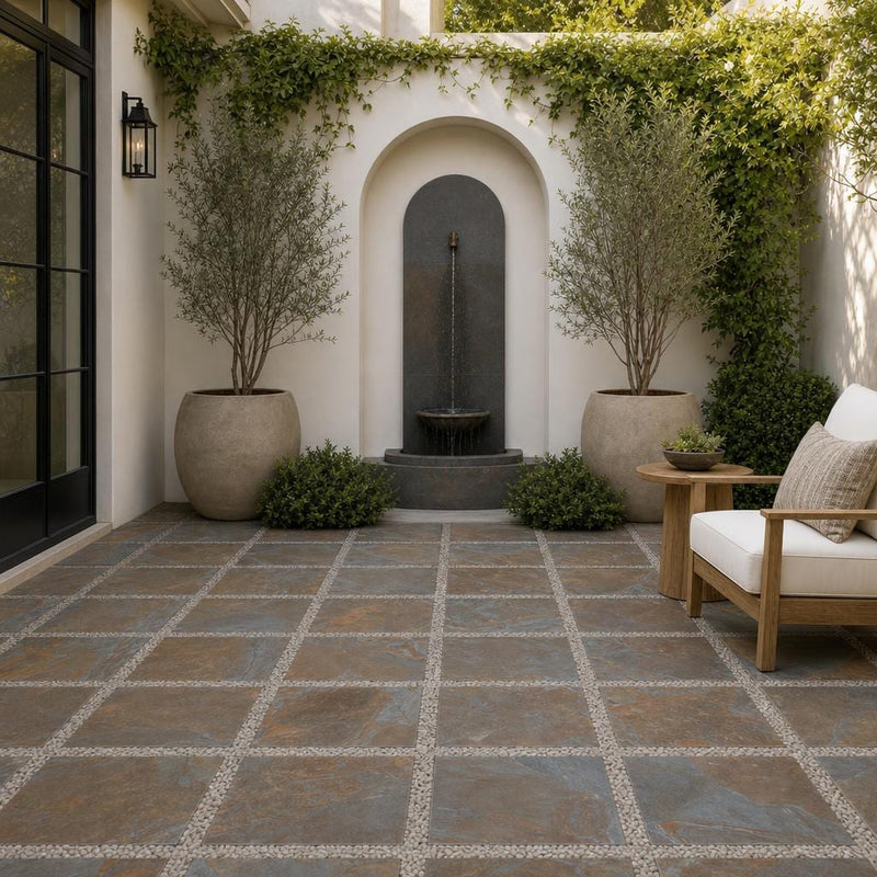 Rustic Slate Paver 16x16 Natural 1.25 inch (Discontinued) — Courtyard paving