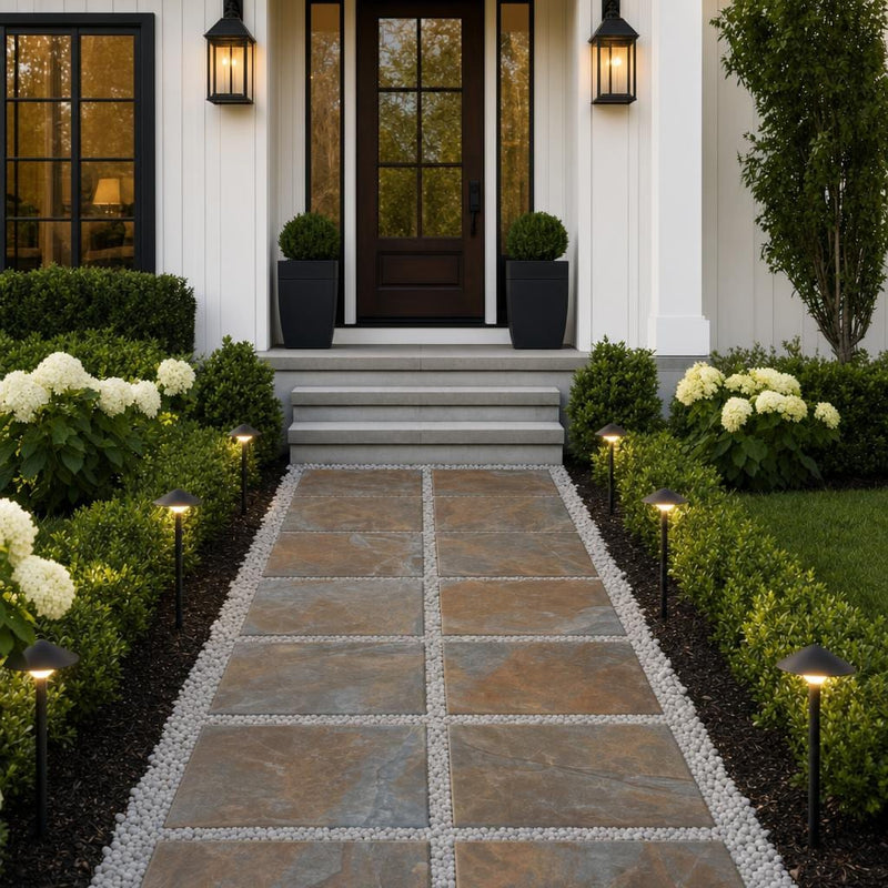 Rustic Slate Paver 16x16 Natural 1.25 inch (Discontinued) — Front Yard walkway