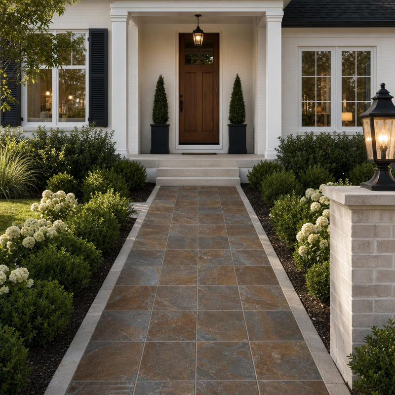 Rustic Slate Paver 8x8 Natural 1.25 inch — Front Yard walkway