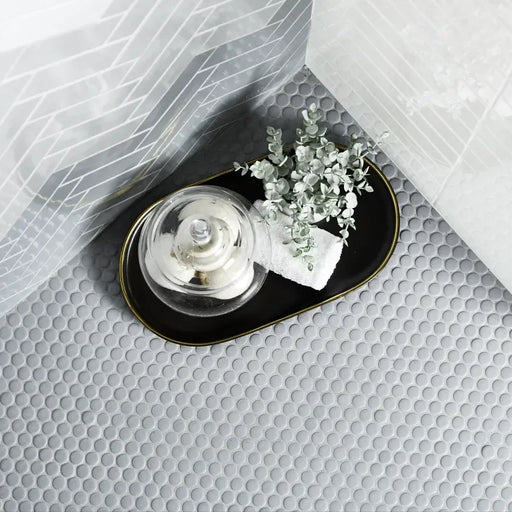 S-Series Vintage Grey Penny Round Mesh Matte Porcelain Mosaic