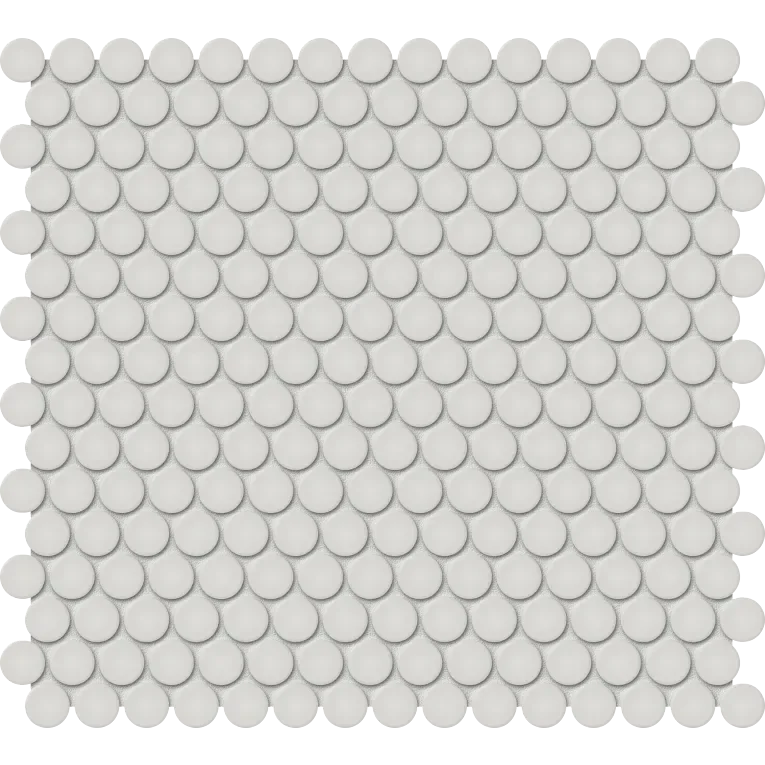 S-Series Halo Grey Penny Round Mesh Glossy Porcelain Mosaic