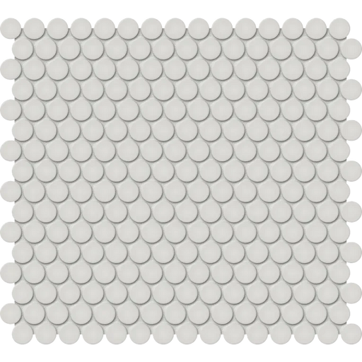 S-Series Halo Grey Penny Round Mesh Glossy Porcelain Mosaic