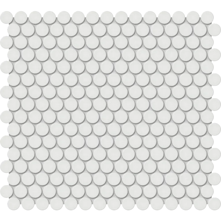 S-Series Vintage Grey Penny Round Mesh Glossy Porcelain Mosaic