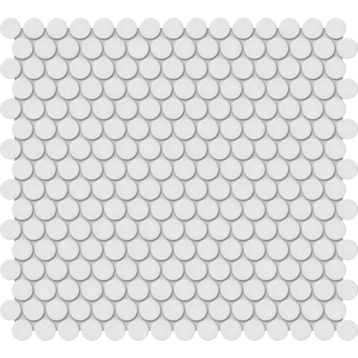 S-Series Vintage Grey Penny Round Mesh Glossy Porcelain Mosaic