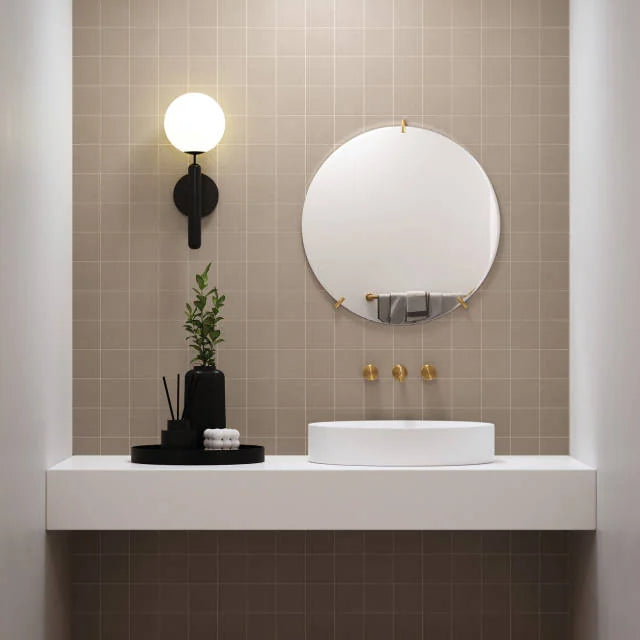 Sahara Taupe 4x4 11.75x11.75 Square Matte Porcelain Mosaic