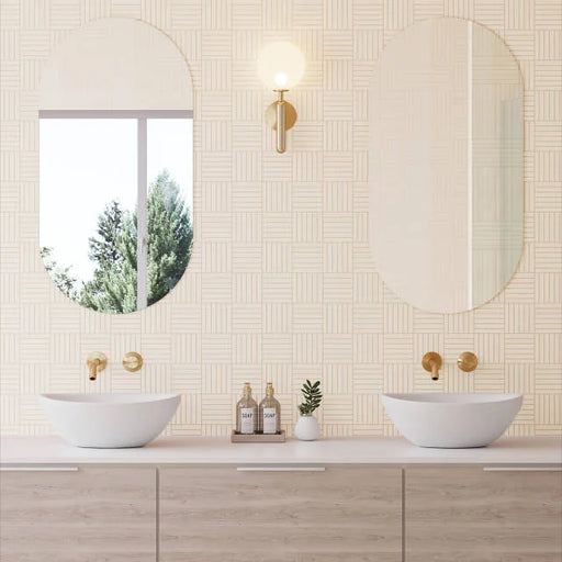 Sahara White Crosshatch 5/8x4 Matte 11.75x11.75 Porcelain Mosaic