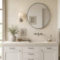 Salem Grey Renaissance 12x24 Honed Limestone Tile — Bathroom vanity wall