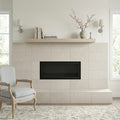 Salem Grey Renaissance 12x24 Honed Limestone Tile — Living Room fireplace surround