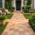 Saltillo Regular Edge 12x12 Natural Terracota Paver — Front Yard walkway