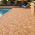 Saltillo Regular Hexagon 12x12 Natural Terracota Paver — Backyard pool deck