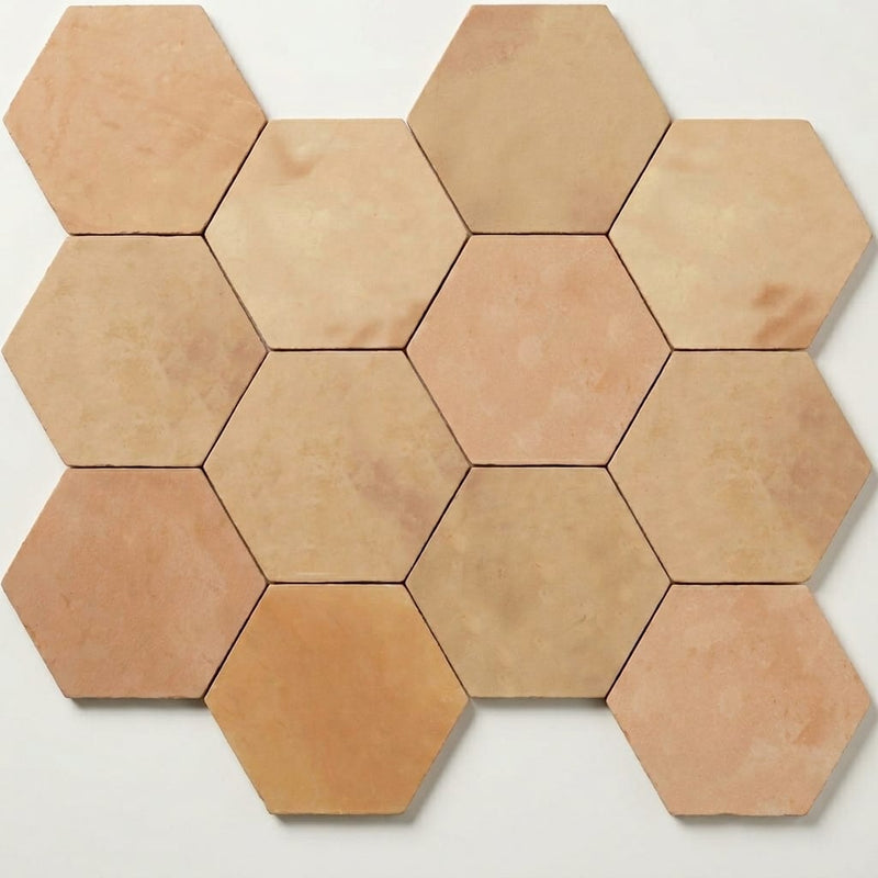 Saltillo Regular Hexagon 12x12 Natural Terracota Paver close-up