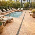 Saltillo Regular Hexagon 8x8 Natural Terracota Paver — Backyard pool deck