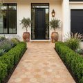 Saltillo Regular Hexagon 8x8 Natural Terracota Paver — Front Yard walkway