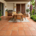 Saltillo Regular Stair Coping Corner Terracota 12x12 Natural Paver — Backyard patio