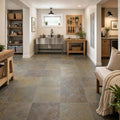 San Rio Rustic 12x12 Gauged Slate Tile — Basement floor