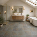 San Rio Rustic 12x12 Gauged Slate Tile — Bathroom floor