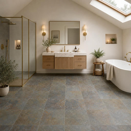 San Rio Rustic 12x12 Gauged Slate Tile — Bathroom floor