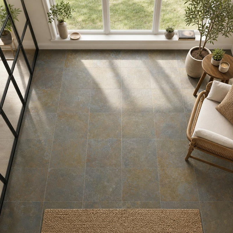 San Rio Rustic 12x12 Gauged Slate Tile — Sunroom floor
