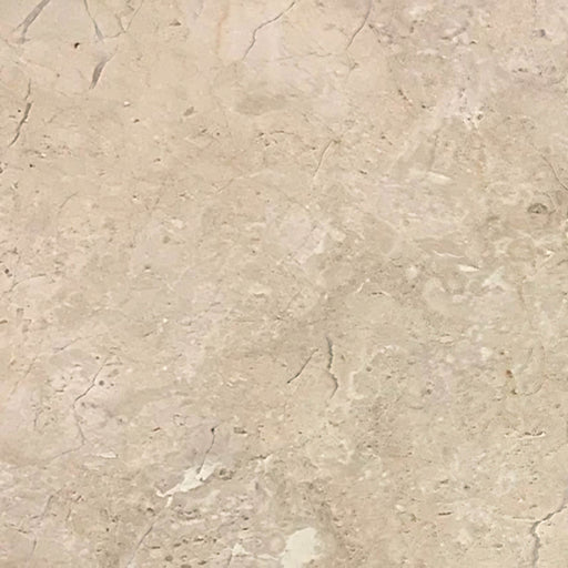 Sandy Beige polished marble tile surface with warm beige mottling, pale mineral patches and fine gray veins.