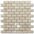 Sandy Beige 1x2 Brick 12x12 Polished Veined Marble Mosaic