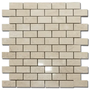 Sandy Beige 1x2 Brick 12x12 Polished Veined Marble Mosaic