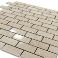Sandy Beige 1x2 Brick 12x12 Polished Veined Marble Mosaic