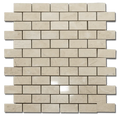 Sandy Beige 1x2 Brick 12x12 Polished Veined Marble Mosaic