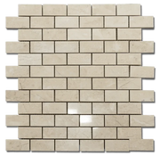 Sandy Beige 1x2 Brick 12x12 Polished Veined Marble Mosaic
