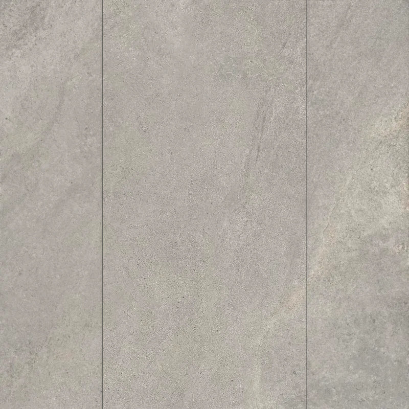 Sant' Agostino Bergstone Grey 24x48 matte porcelain tile with a gray stone texture.