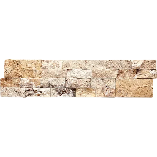 Scabos Split 3D Stack 5-7/8x24 Mesh Travertine Ledger Stone