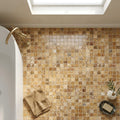 Scabos Travertine 1x1 Polished Travertine Mosaic — Bathroom floor