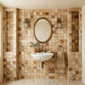 Scabos Travertine 1x1 Split-faced Travertine Mosaic — Powder Room wall