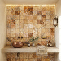 Scabos Travertine 1x1 Split-faced Travertine Mosaic — Spa spa interior