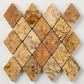 Scabos Travertine 1x2 Tumbled Travertine Diamond / Rhomboid Mosaic close-up