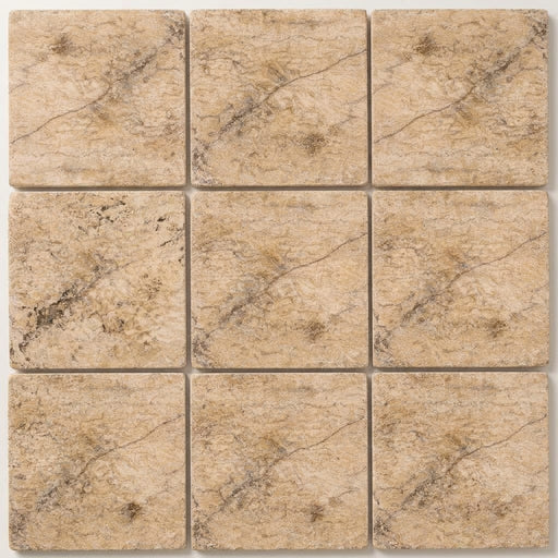 Scabos Travertine 12x12 Tumbled Travertine Tile close-up