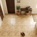 Scabos Travertine 12x12 Tumbled Travertine Tile — Foyer floor
