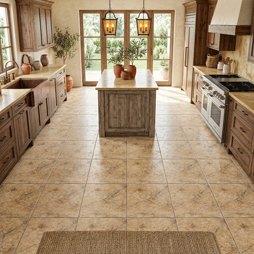 Scabos Travertine 12x12 Tumbled Travertine Tile — Kitchen floor