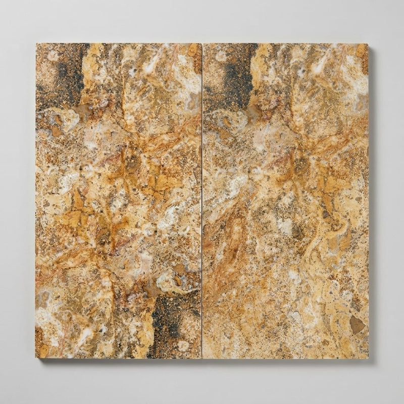 Scabos Travertine 12x24 Filled & Honed Travertine Tile close-up