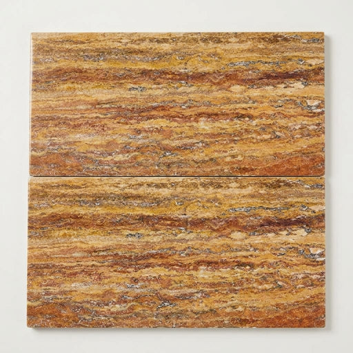 Scabos Travertine 12x24 Filled & Polished Travertine Tile close-up