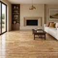 Scabos Travertine 12x24 Filled & Polished Travertine Tile — Living Room floor