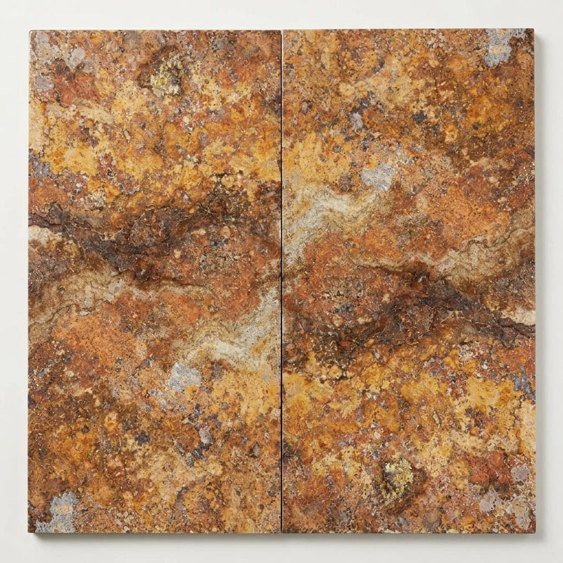 Scabos Travertine 12x24 Filled & Polished Travertine Tile close-up