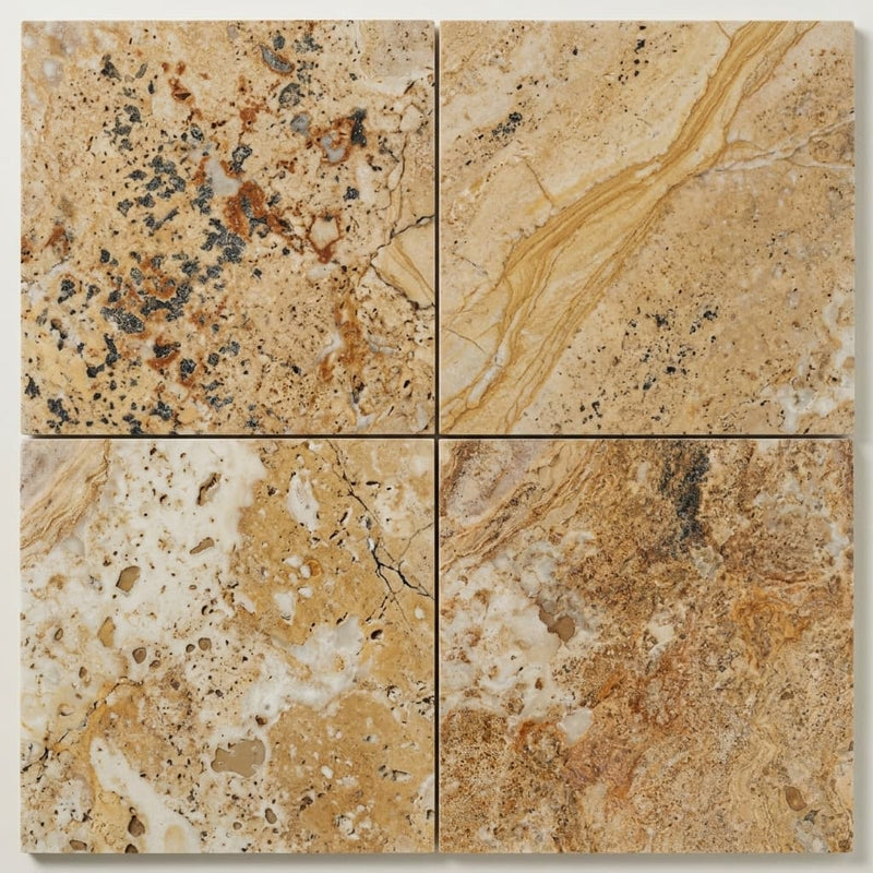 Scabos Travertine 18x18 Filled & Honed Travertine Tile close-up