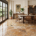 Scabos Travertine 18x18 Filled & Polished Travertine Tile — Living Room floor