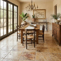 Scabos Travertine 18x18 Unfilled, Brushed & Chiseled Travertine Tile — Living Room floor